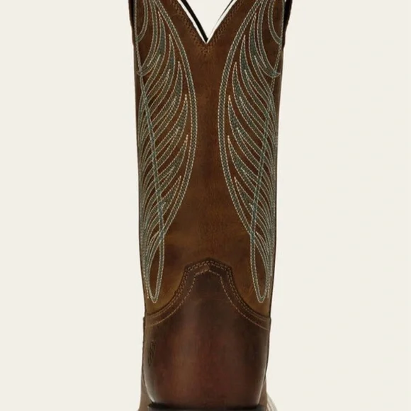 Ariat Brown Leather Round Up Western Wide Square Toe 11” Pull On Boots - Picture 7 of 10